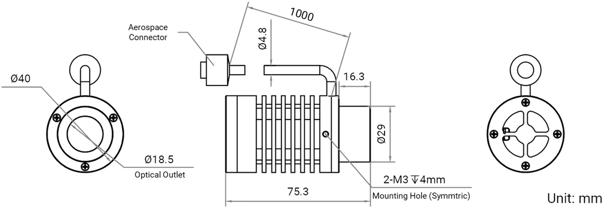 LS-SPT-0150 dimensions (mm)