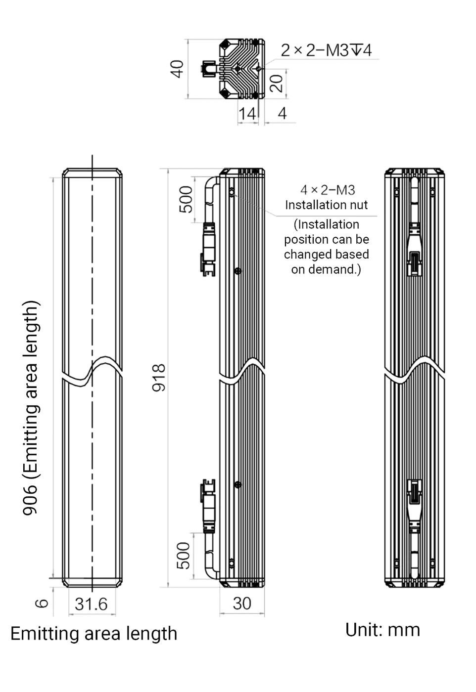 LS-BAR-1226 dimensions (mm)