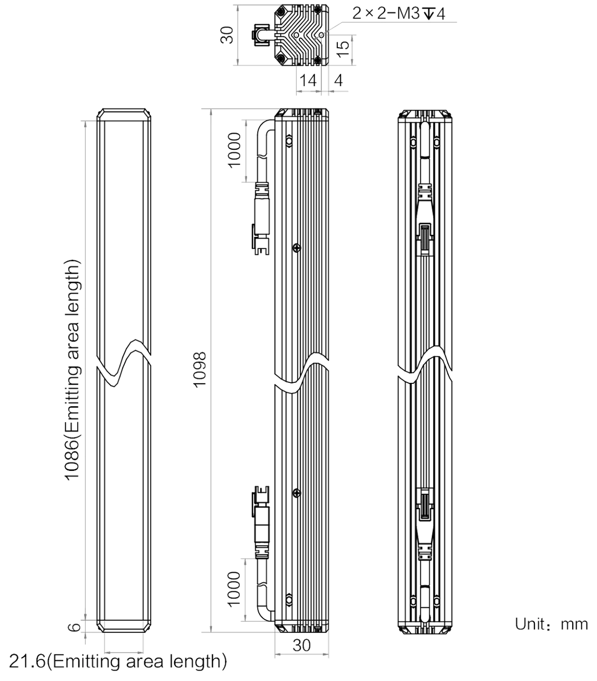 LS-BAR-1231 dimensions (mm)