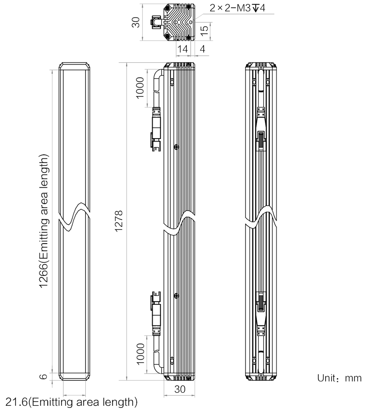 LS-BAR-1242 dimensions (mm)
