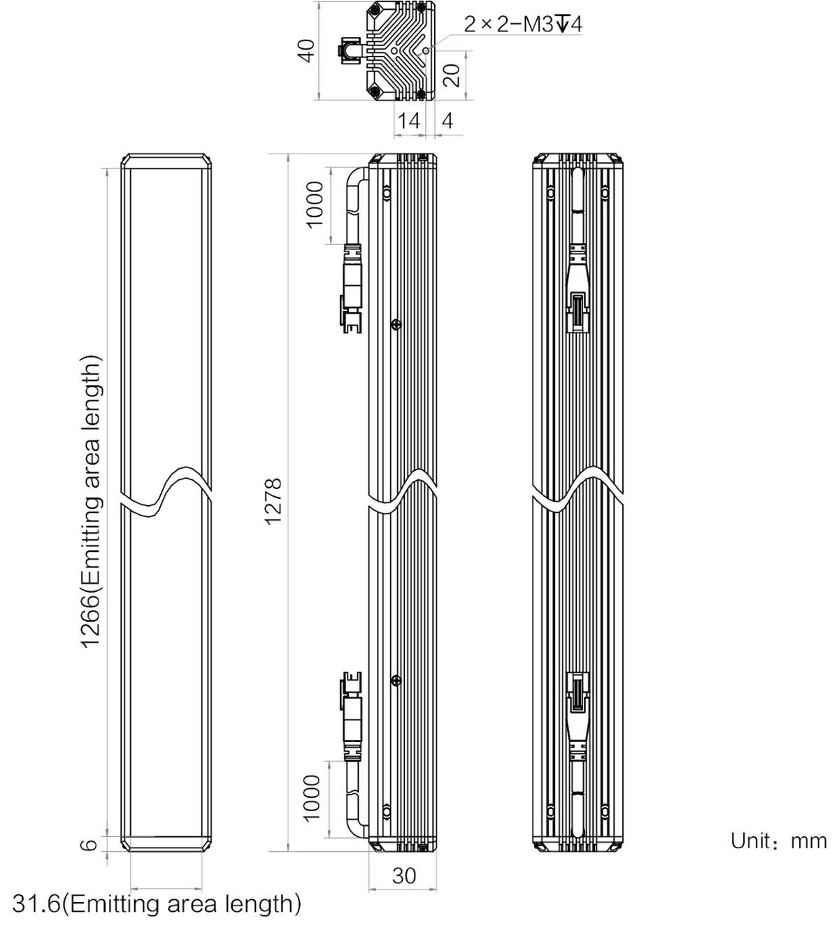 LS-BAR-1246 dimensions (mm)