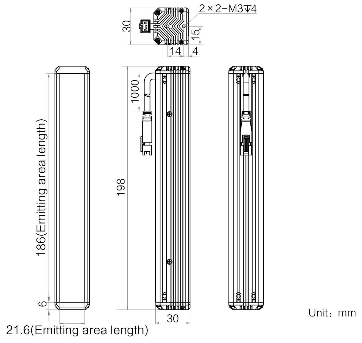 LS-BAR-1111 dimensions (mm)
