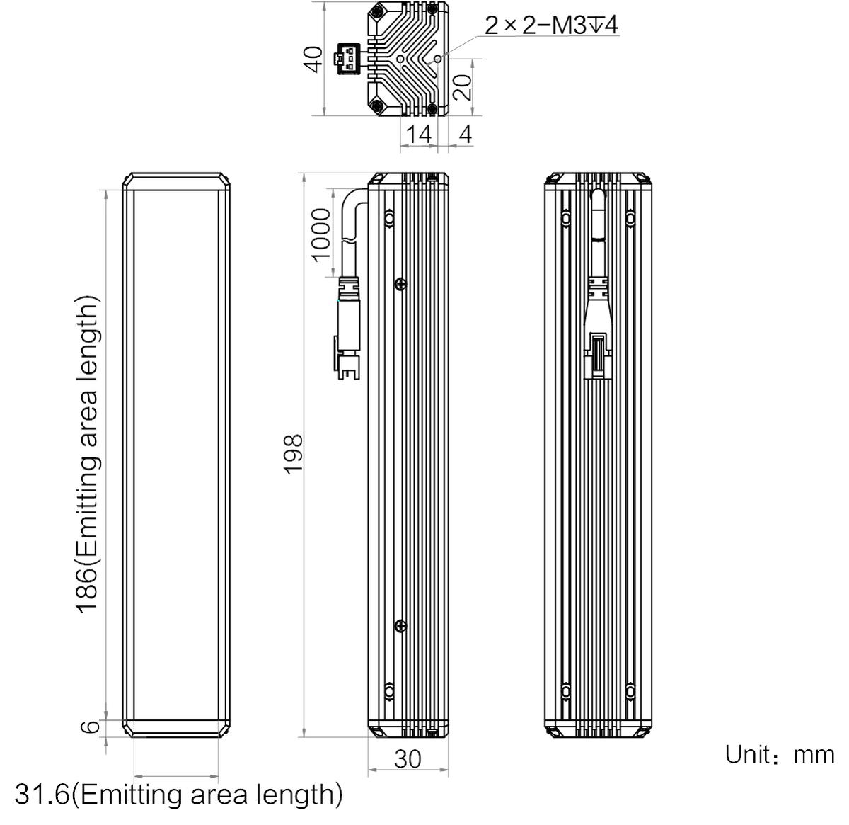 LS-BAR-1115 dimensions (mm)