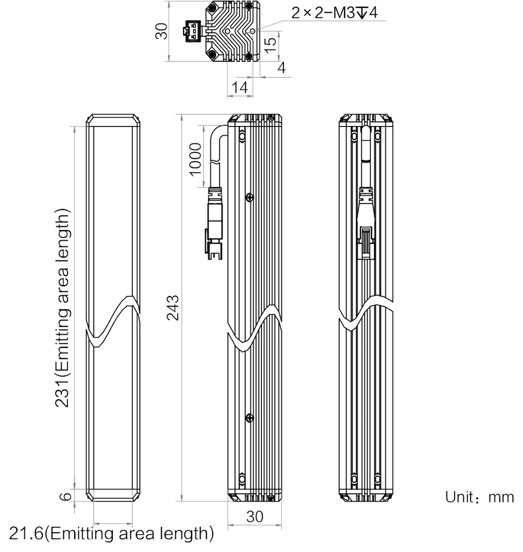 LS-BAR-1124 dimensions (mm)