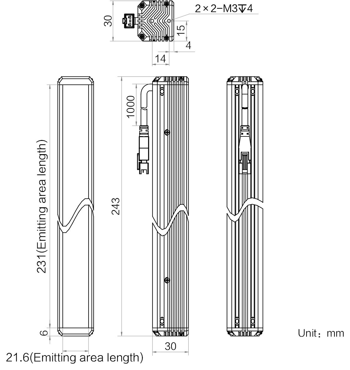 LS-BAR-1124 dimensions (mm)