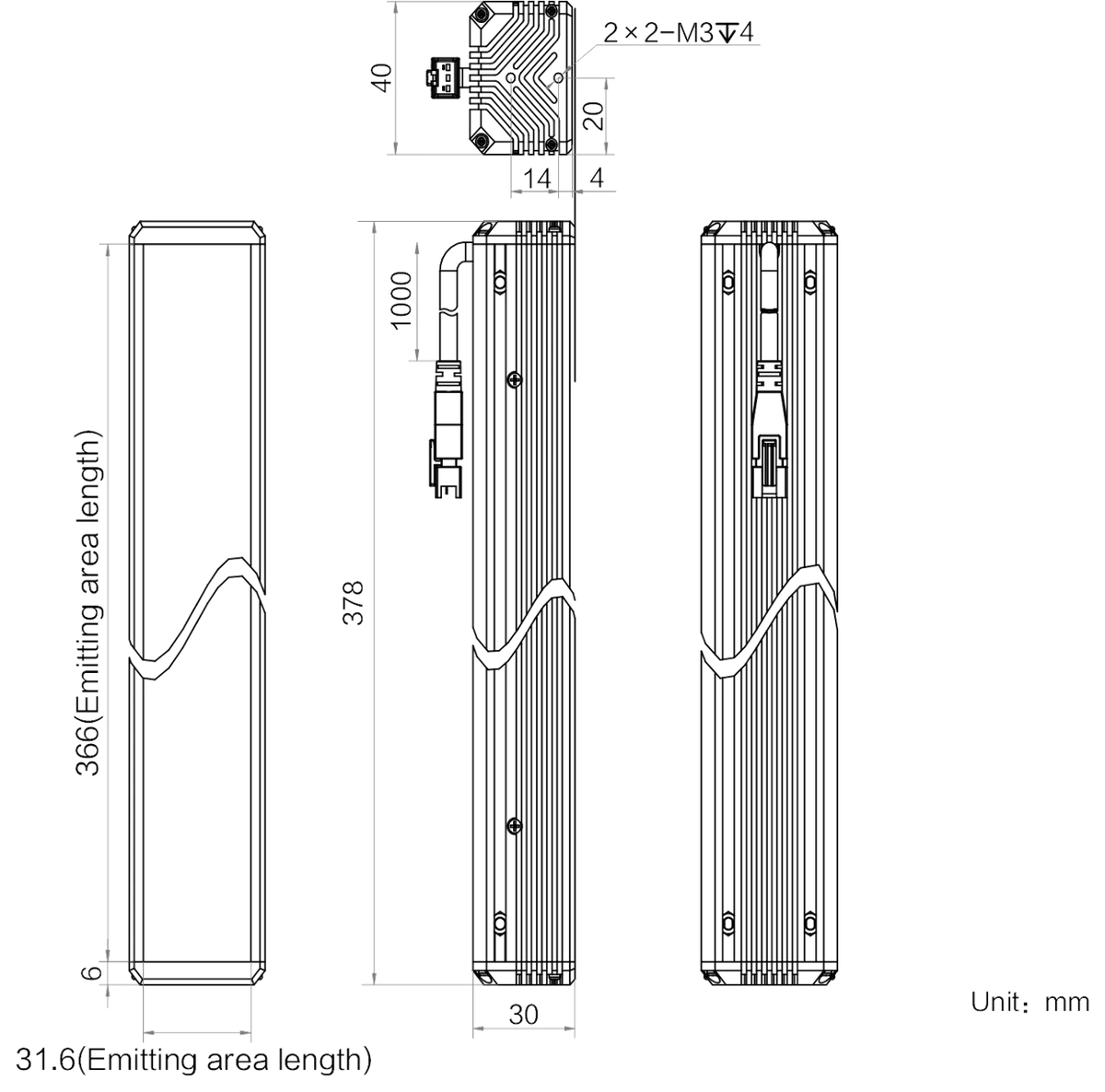 LS-BAR-1155 dimensions (mm)