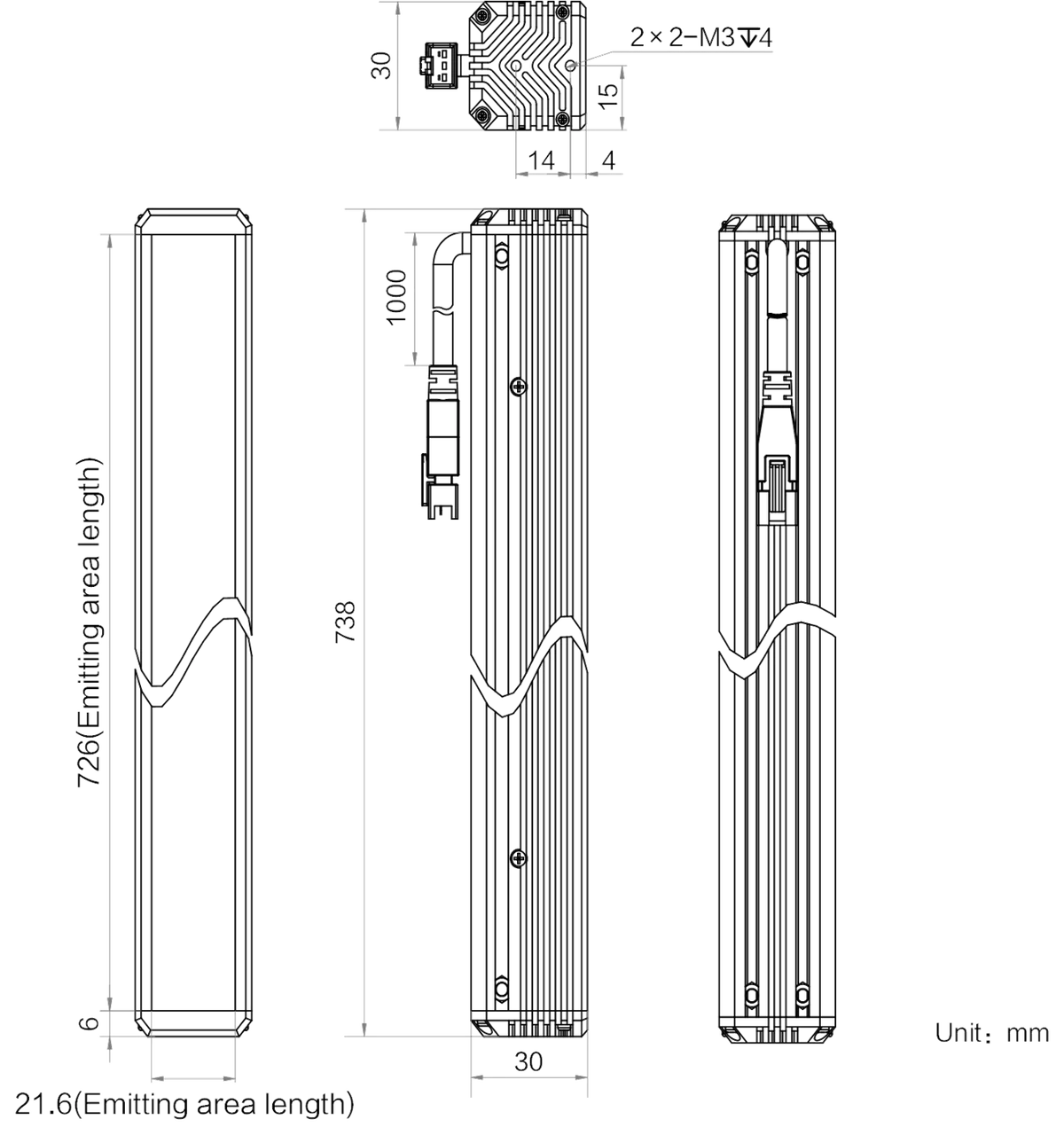 LS-BAR-1202 dimensions (mm)