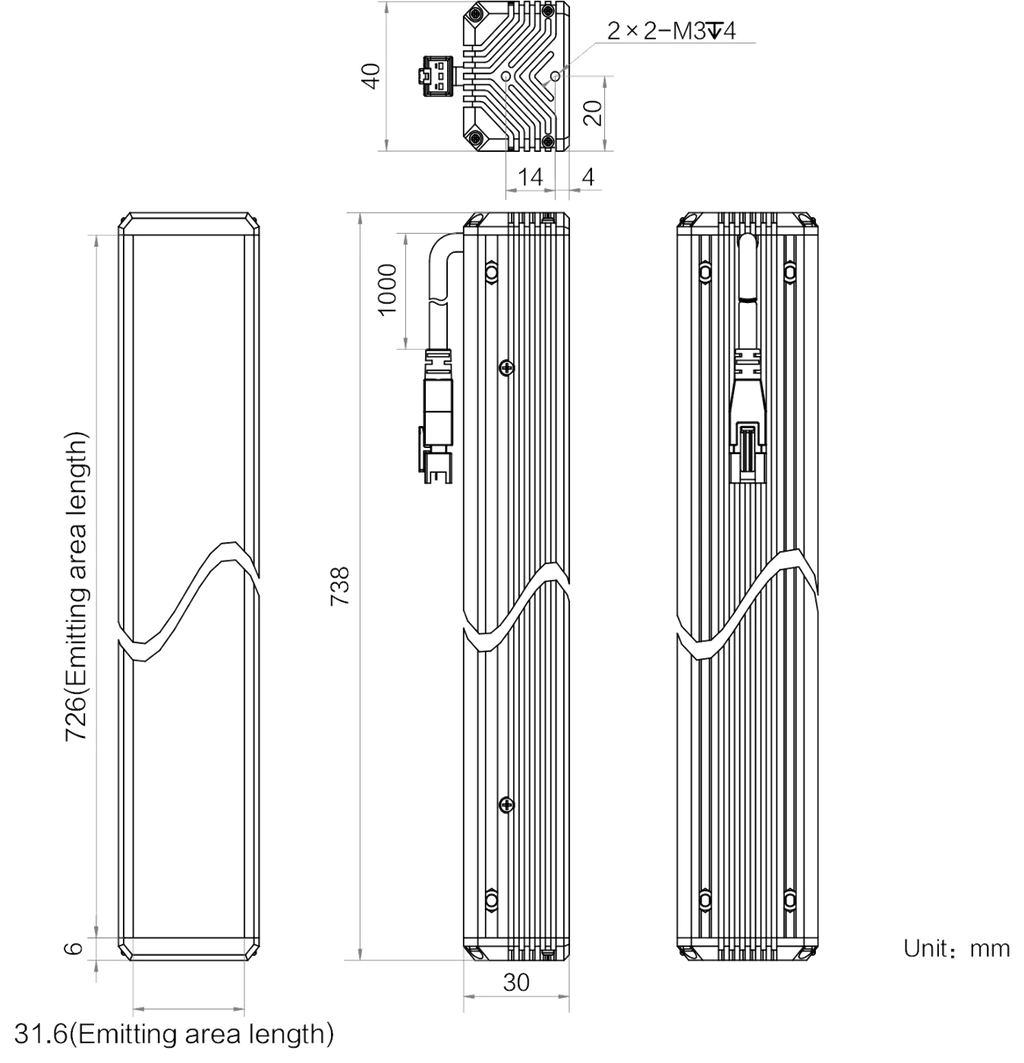 LS-BAR-1207 dimensions (mm)