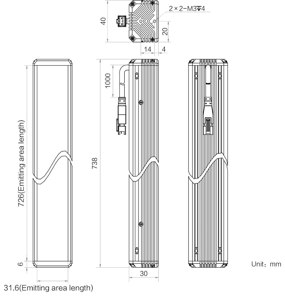 LS-BAR-1207 dimensions (mm)
