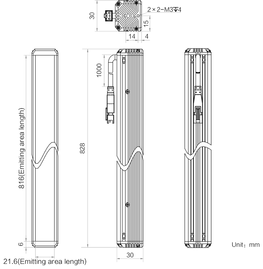 LS-BAR-1214 dimensions (mm)