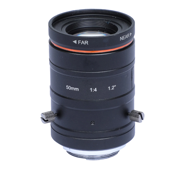 50 mm, Fixed Iris F4, 1.2", 25 MP lens, C-mount