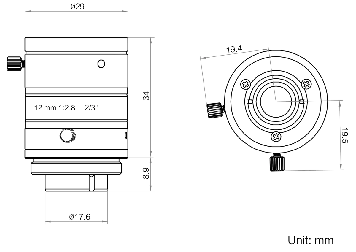 LS-MF1228M-8MPS dimensions (mm)
