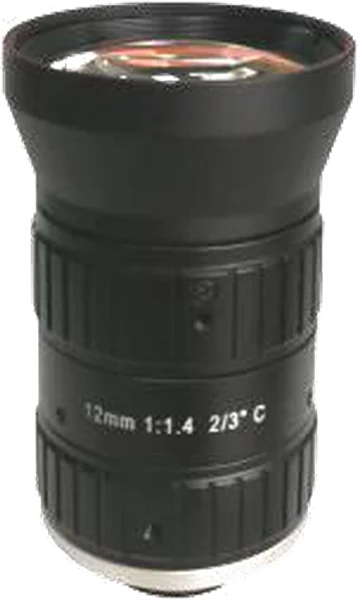 12 mm, 2/3", 5 MP, C-mount machine vision lens, F1.4 Manual iris