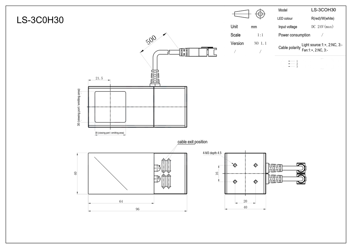 LS-3COH30 dimensions (mm)