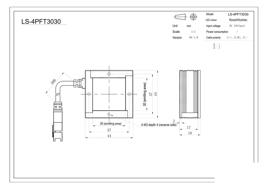 LS-4PFT3030 dimensions (mm)