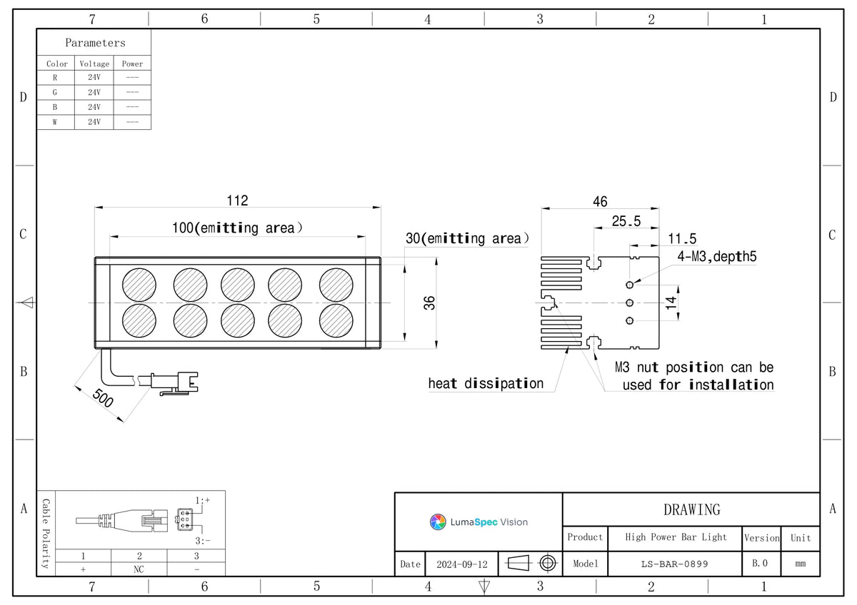 LS-BAR-0899 dimensions (mm)