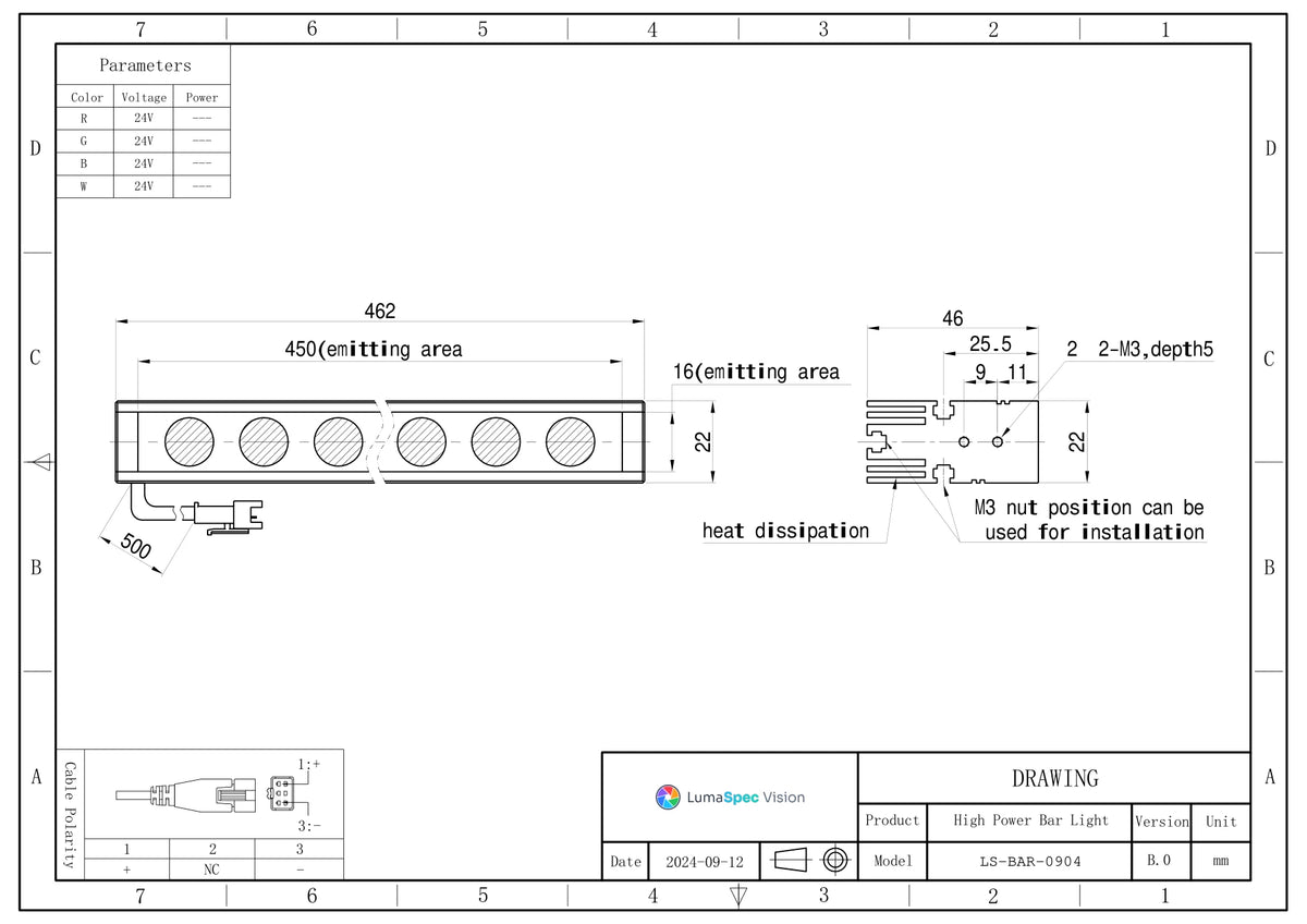 LS-BAR-0904 dimensions (mm)