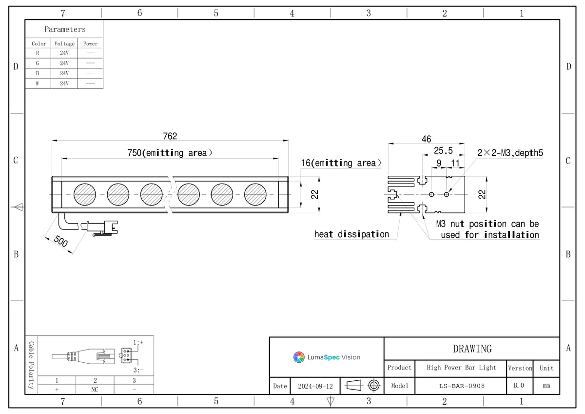 LS-BAR-0908 dimensions (mm)