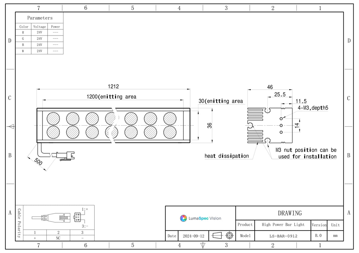 LS-BAR-0912 dimensions (mm)