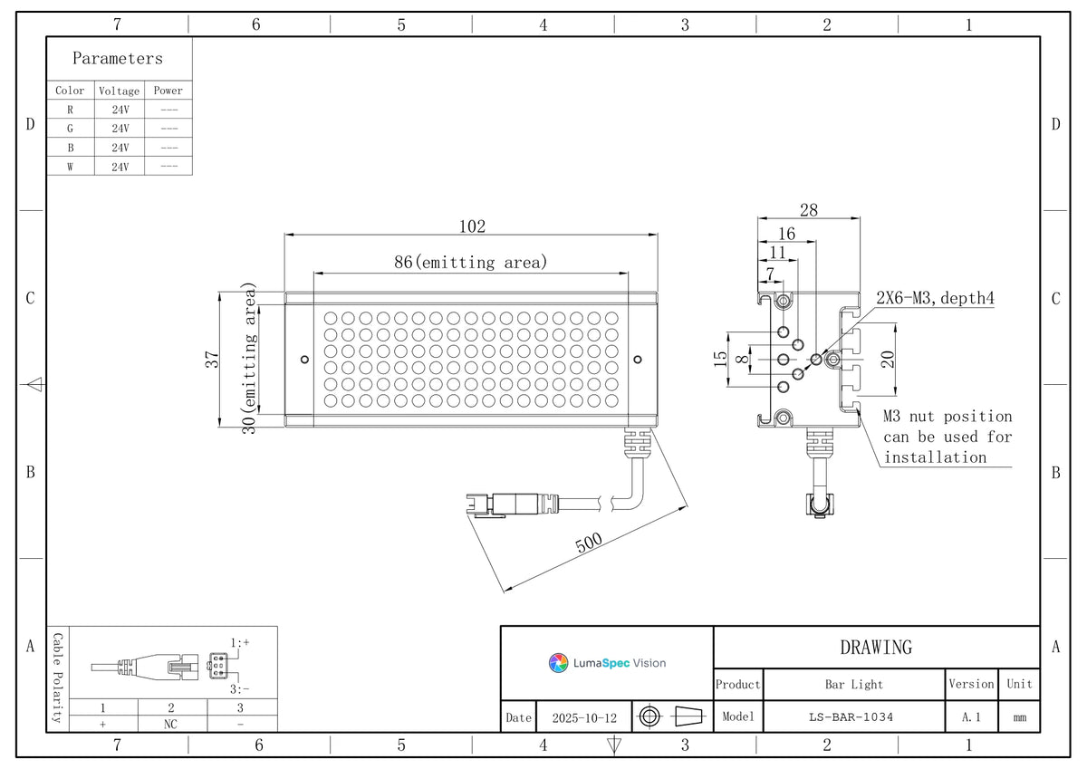 LS-BAR-1034 dimensions (mm)