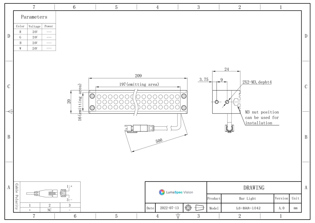 LS-BAR-1042 dimensions (mm)