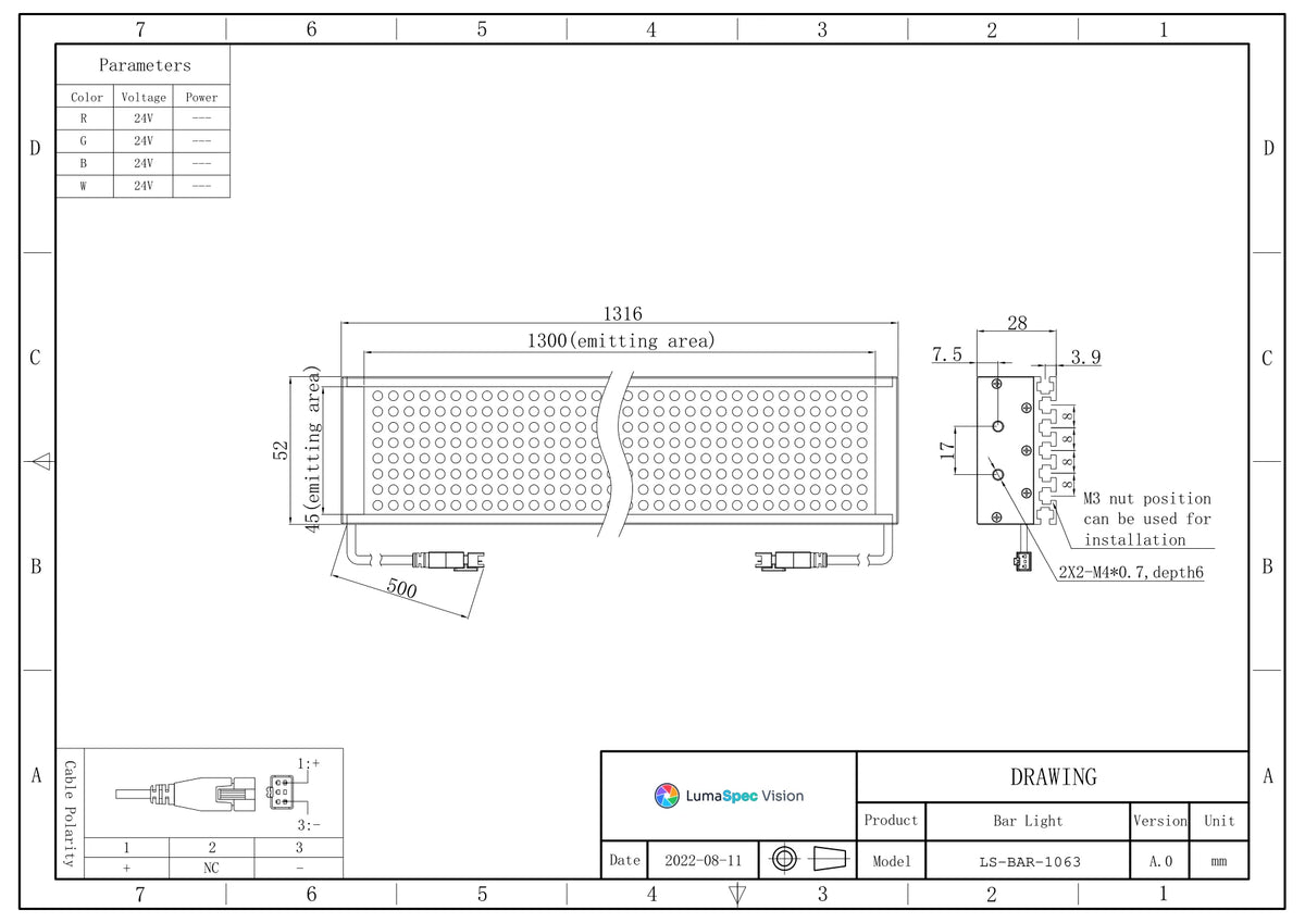 LS-BAR-1063 dimensions (mm)