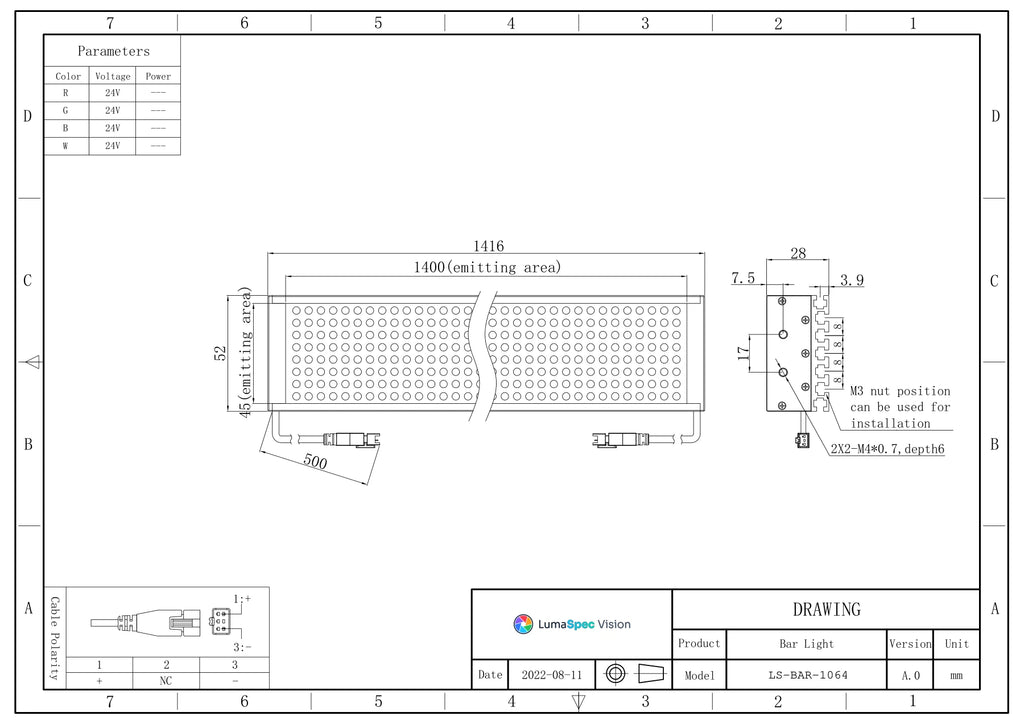 LS-BAR-1064 dimensions (mm)