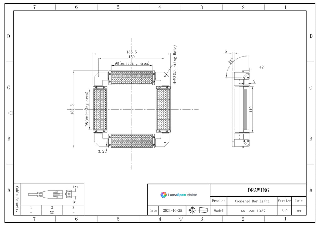 LS-BAR-1327 dimensions (mm)
