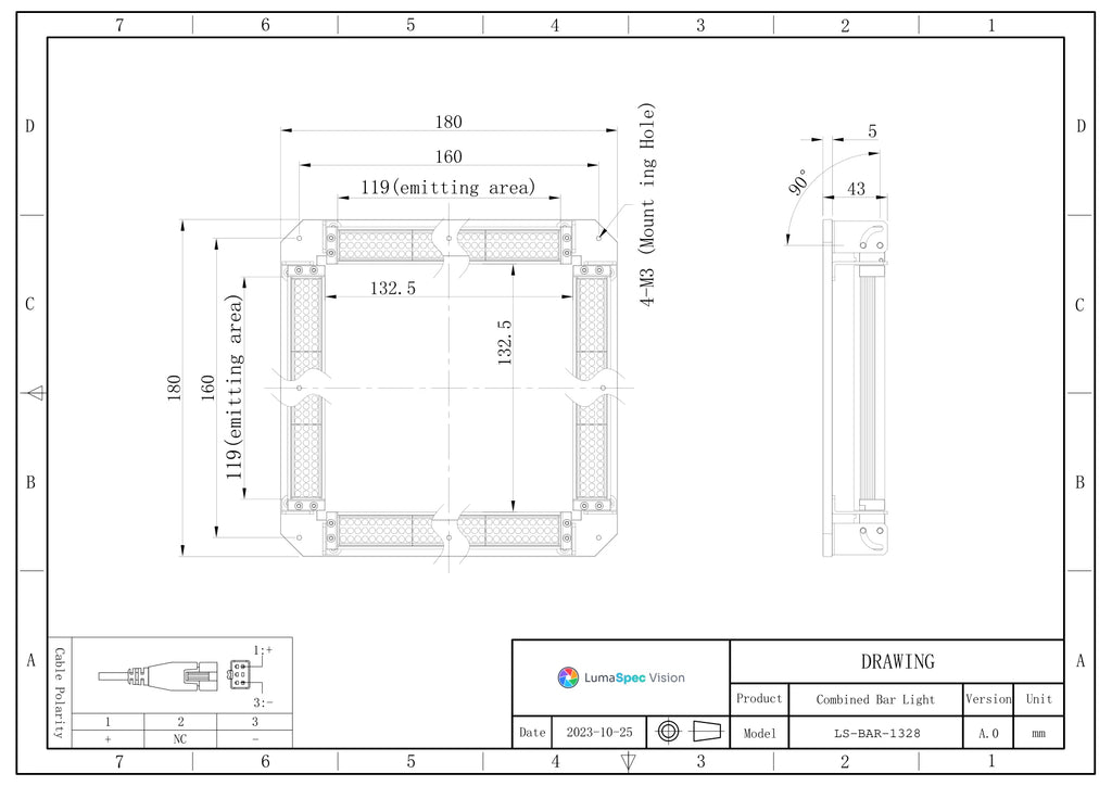 LS-BAR-1328 dimensions (mm)