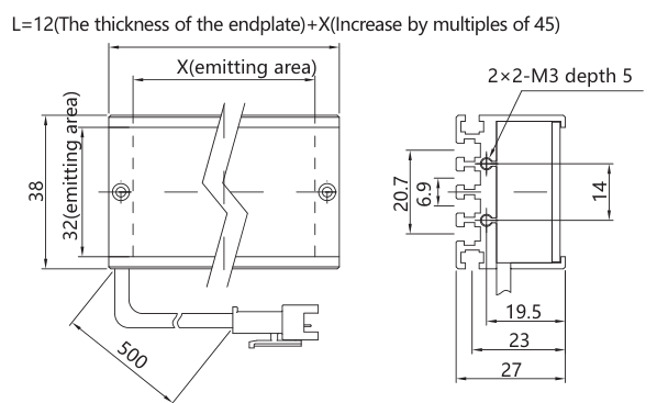 LS-BAR-0215 dimensions (mm)