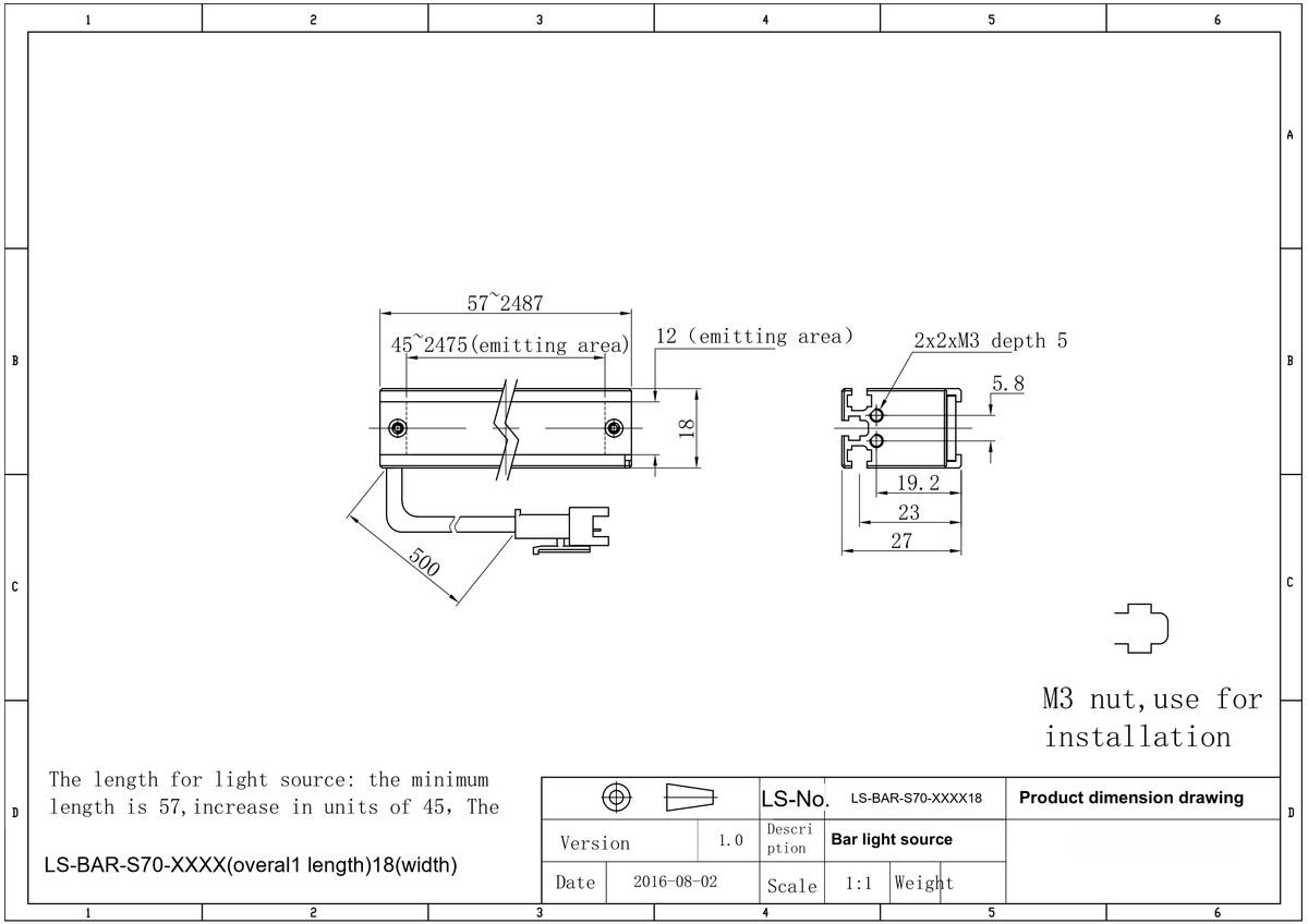LS-BAR-0513 dimensions (mm)