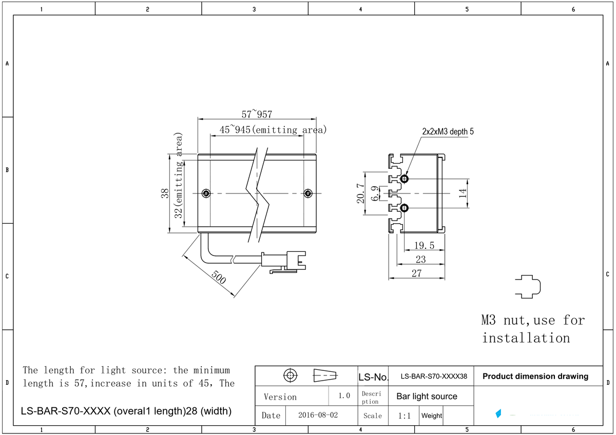 LS-BAR-0515 dimensions (mm)