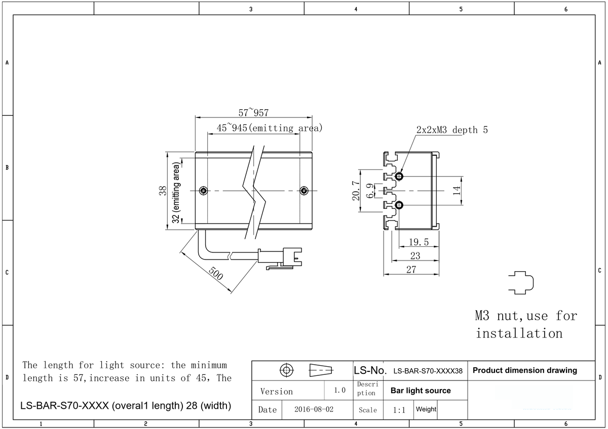 LS-BAR-0518 dimensions (mm)
