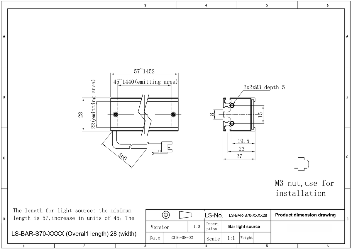 LS-BAR-0523 dimensions (mm)