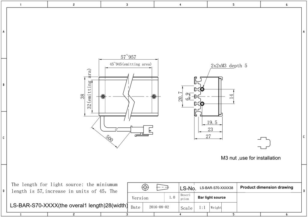 LS-BAR-0509 dimensions (mm)