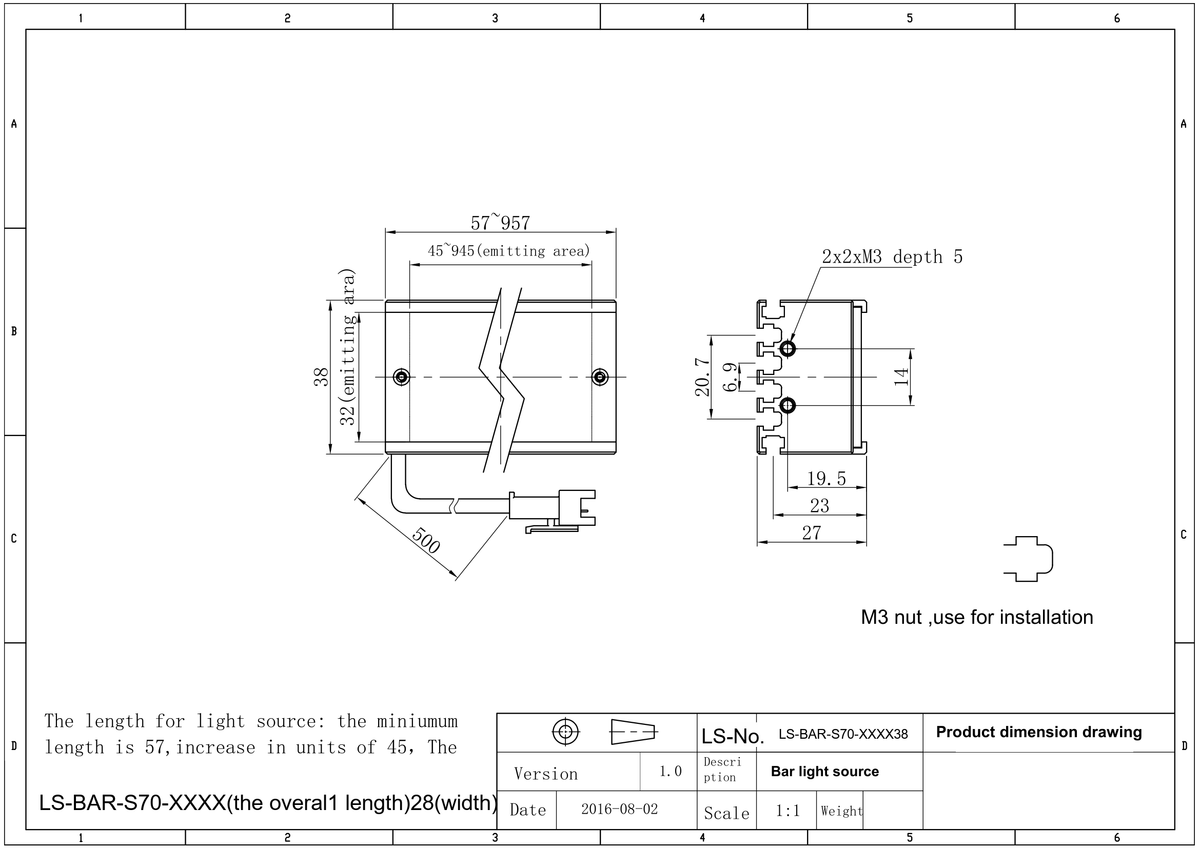 LS-BAR-0509 dimensions (mm)