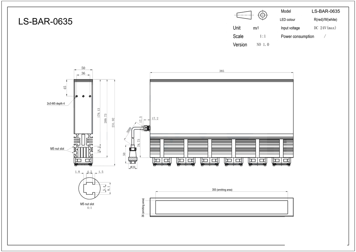 LS-BAR-0635 dimensions (mm)