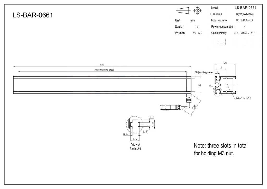 LS-BAR-0661 dimensions (mm)