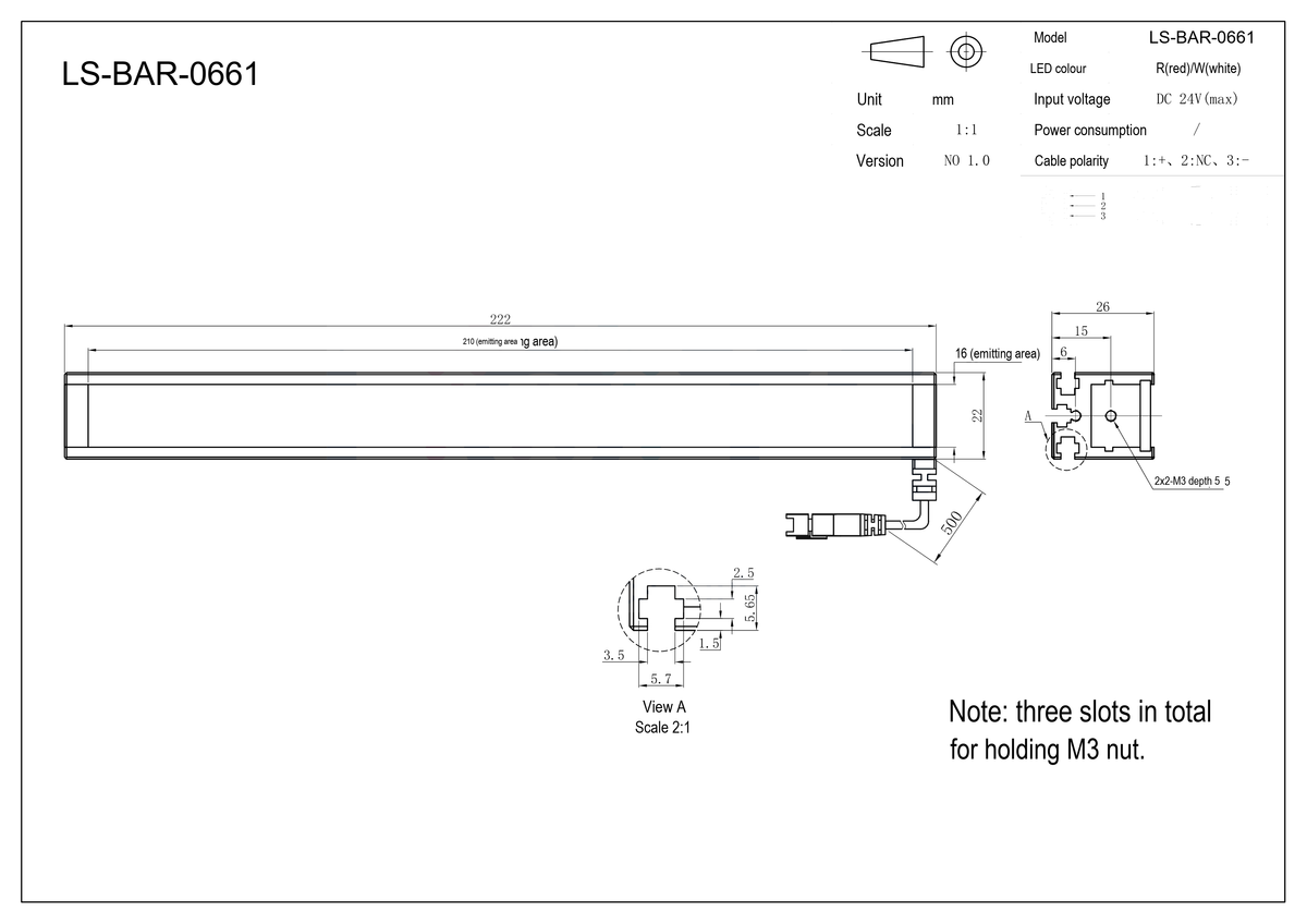 LS-BAR-0661 dimensions (mm)