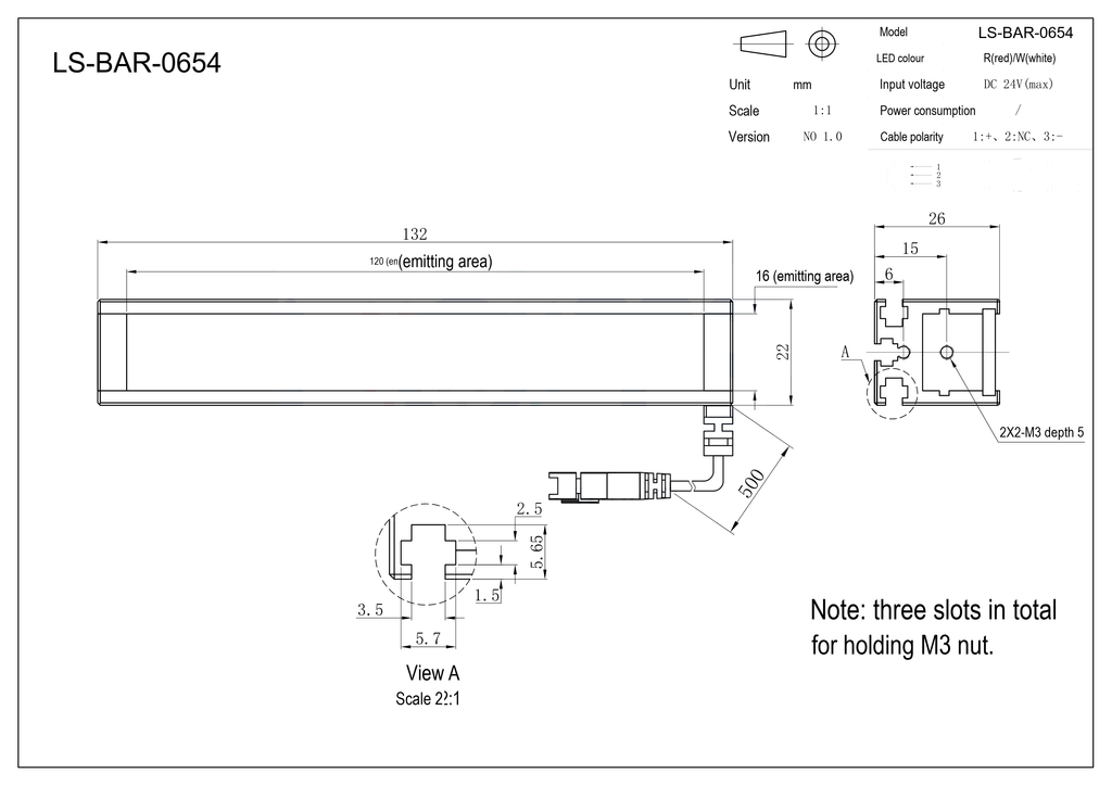 LS-BAR-0654 dimensions (mm)