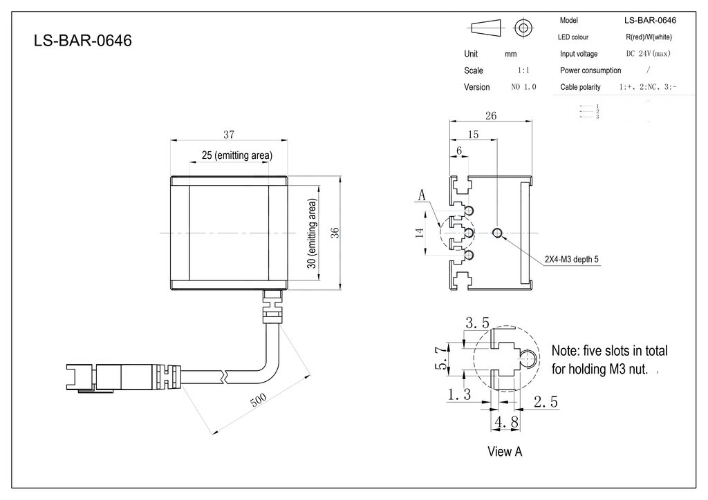 LS-BAR-0646 dimensions (mm)