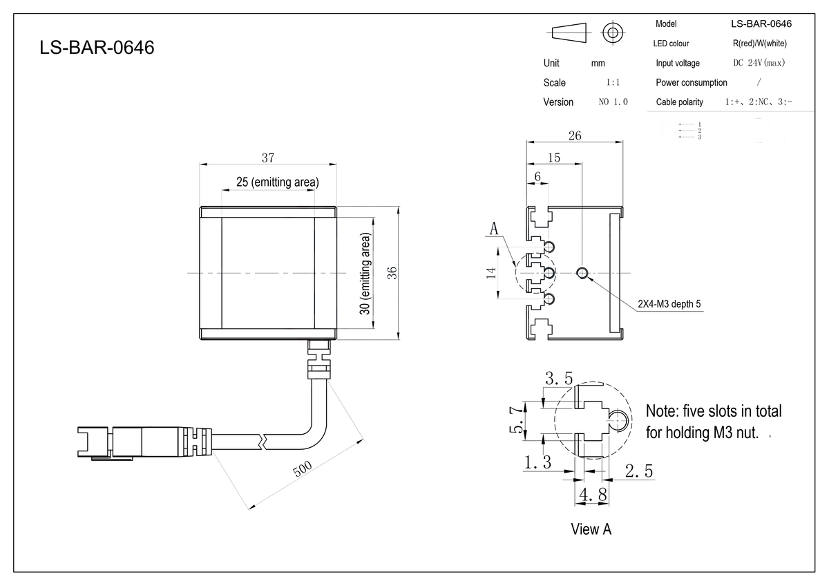 LS-BAR-0646 dimensions (mm)