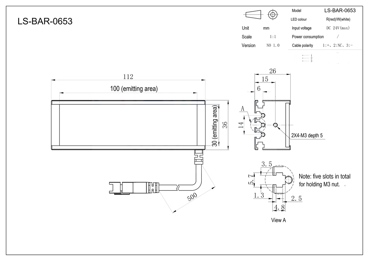 LS-BAR-0653 dimensions (mm)
