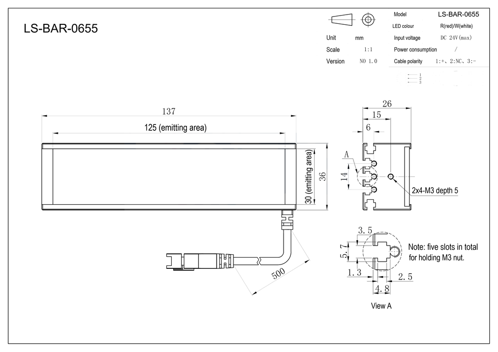 LS-BAR-0655 dimensions (mm)