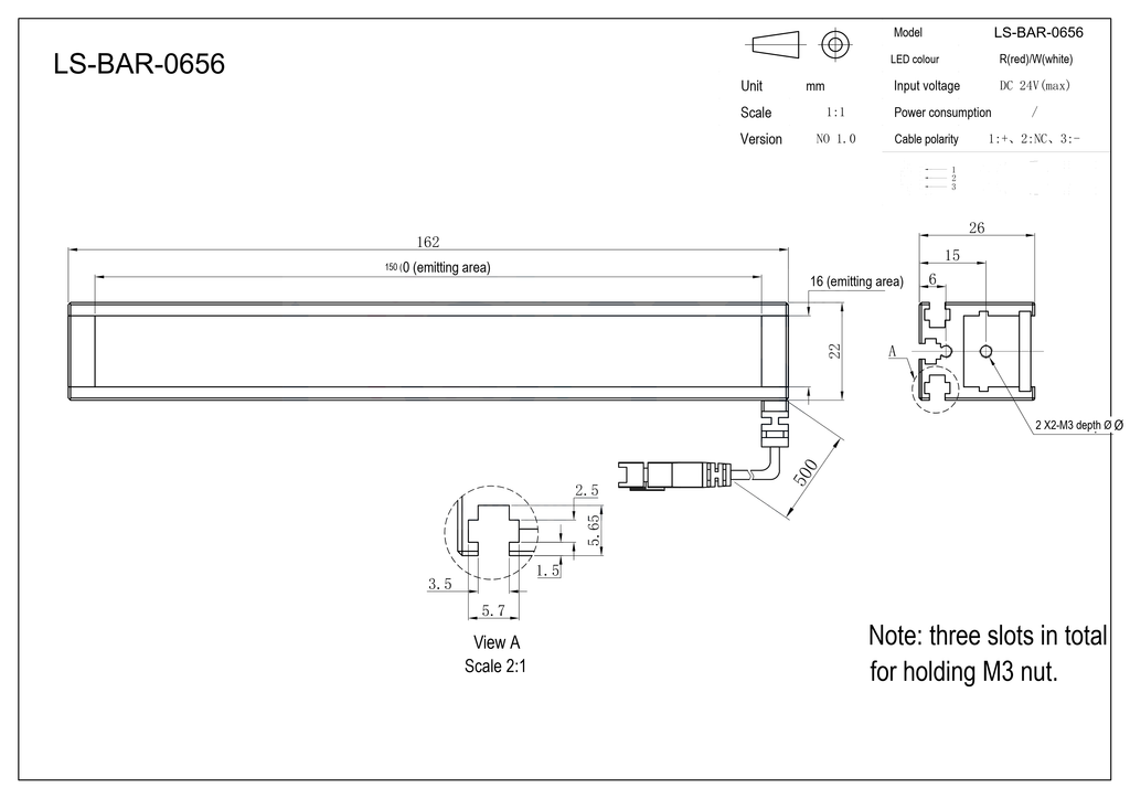 LS-BAR-0656 dimensions (mm)