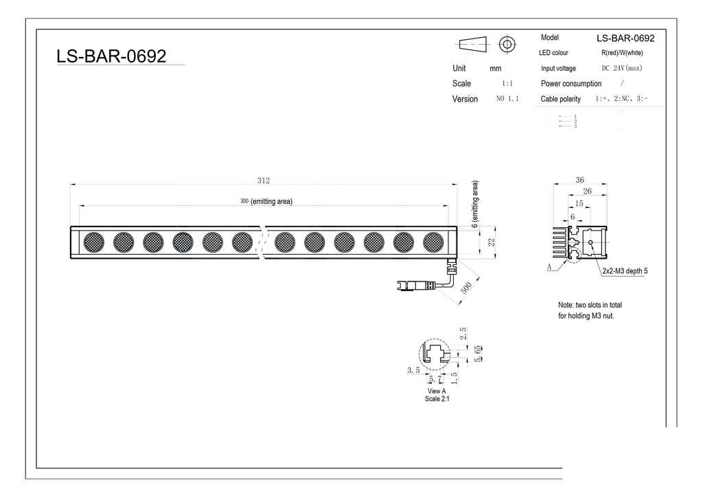 LS-BAR-0692 dimensions (mm)