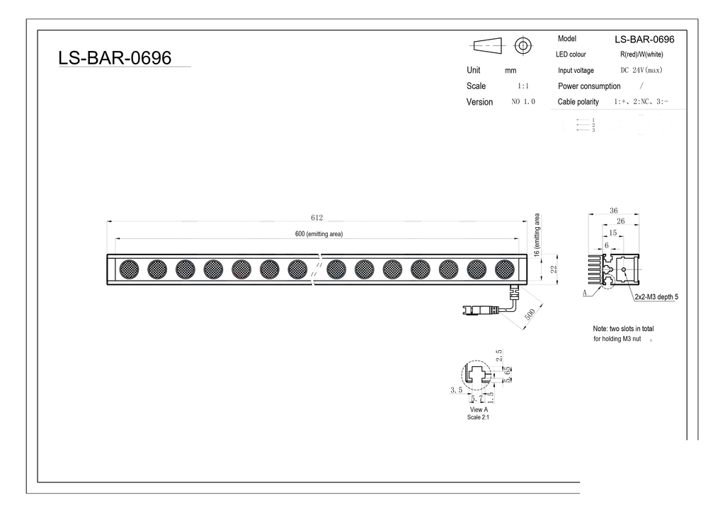 LS-BAR-0696 dimensions (mm)