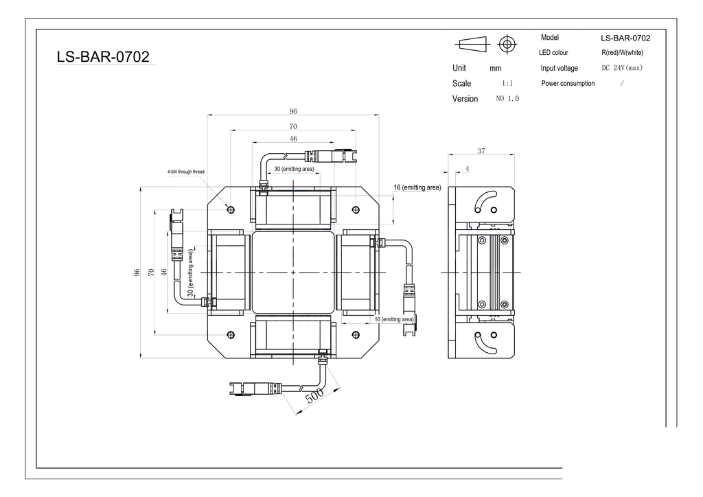 LS-BAR-0702 dimensions (mm)