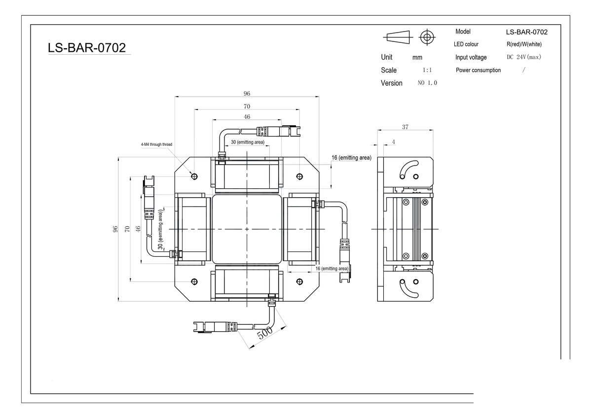 LS-BAR-0702 dimensions (mm)