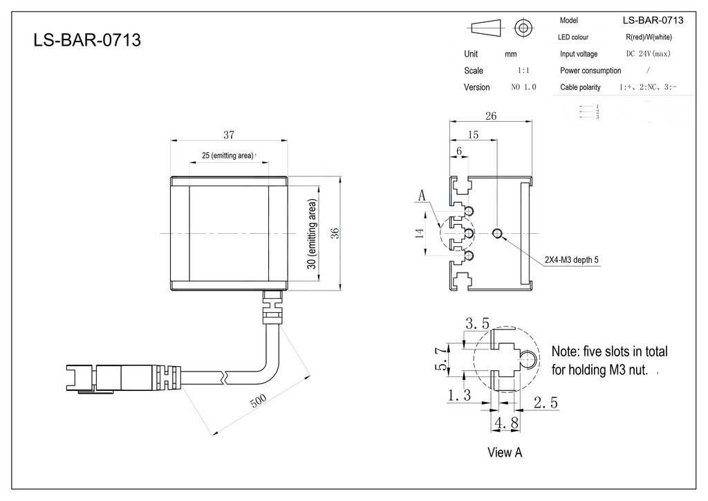 LS-BAR-0713 dimensions (mm)